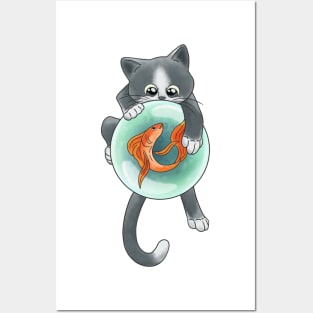 Cat and Fish Posters and Art